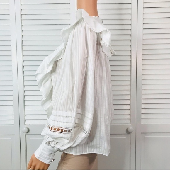 TED BAKER Silais White Double Frill Blouse Size 4-6 - Picture 6 of 12